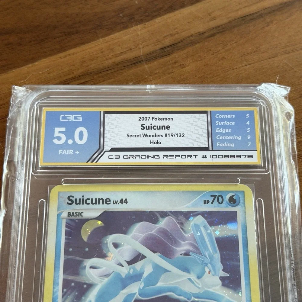 Suicune LV.44 Holo Rare Secret Wonders 19/132 Holo Pokemon 2007 C3 Grading 5